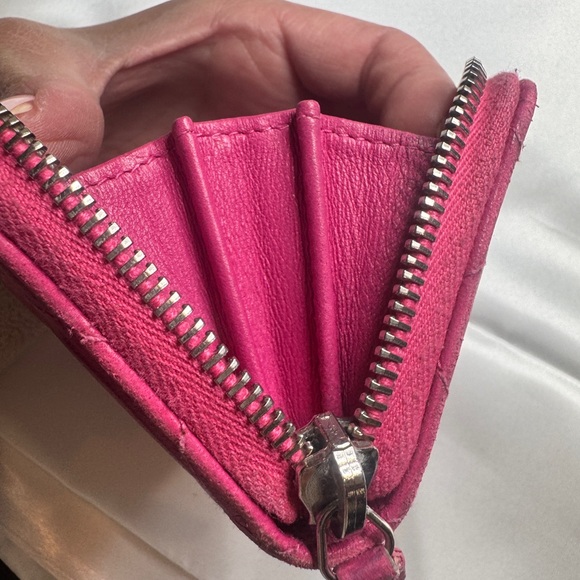 ♥️ Chanel Authentic Pink Leather Card Holder Wallet ❤️ - Picture 14 of 15